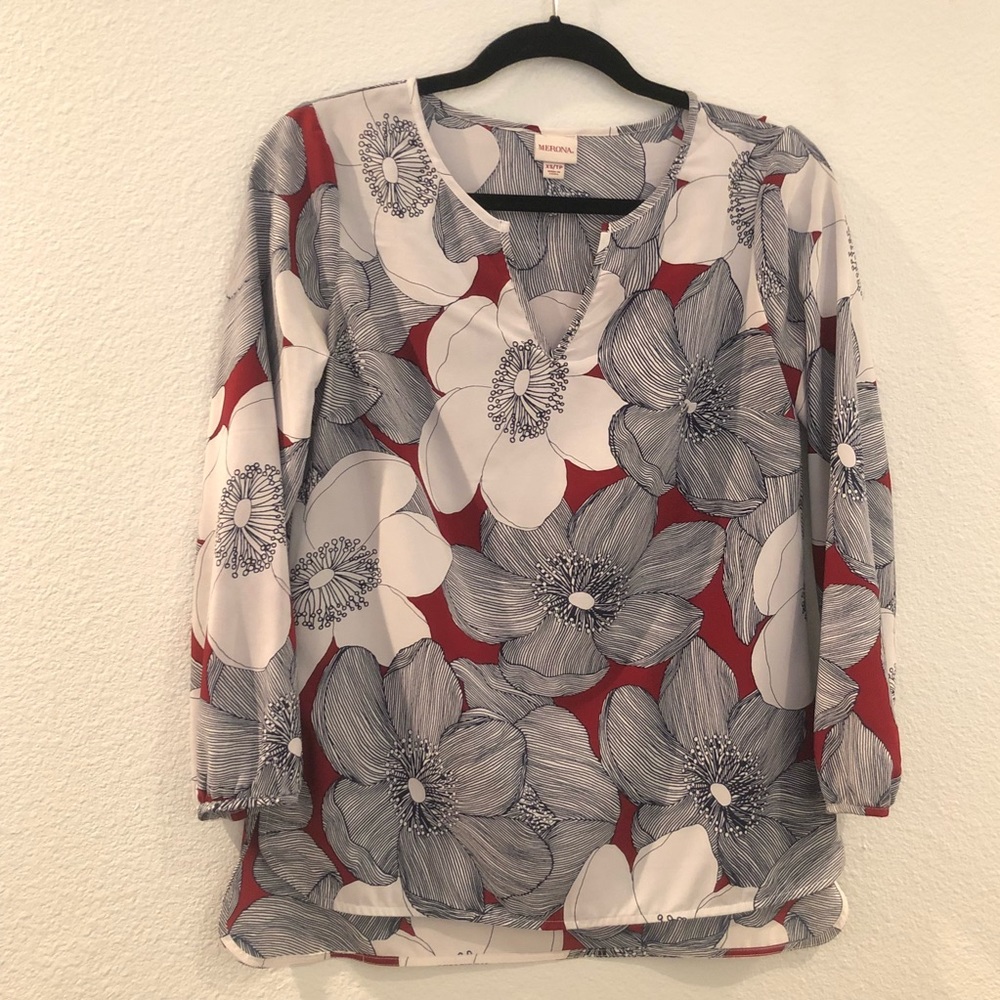 Blue, Red & White Flowered Top